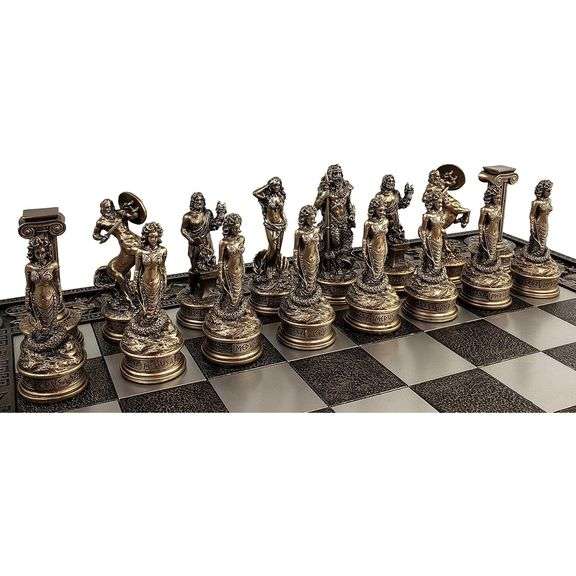 Hand-Painted Greek Mythology Chess Set