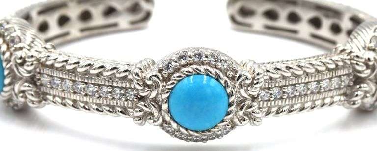 Judith Ripka turquoise cuff bangle in 925 sterling silver
