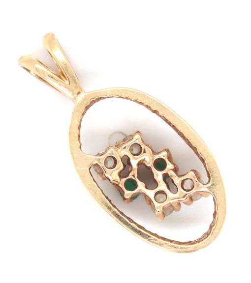 Tasteful 14K YG Emerald & Diamond Pendant