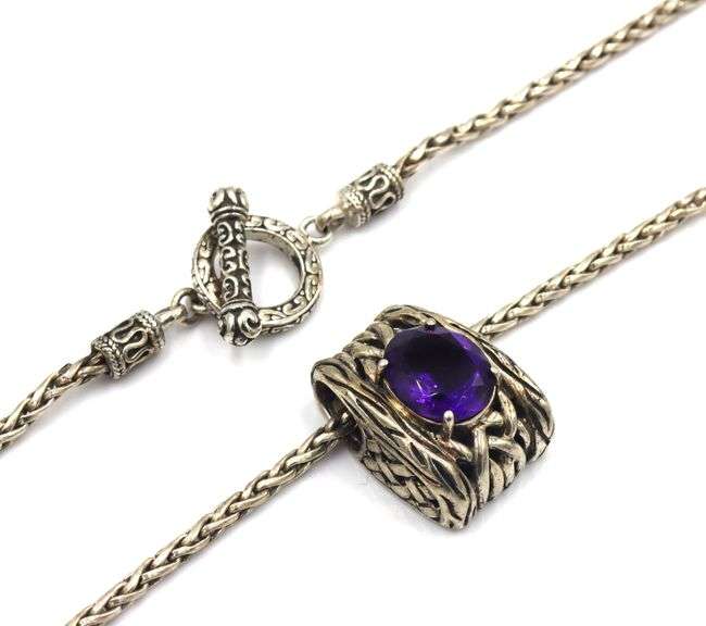 Set of Effy amethyst pendant on chain and matching earrings