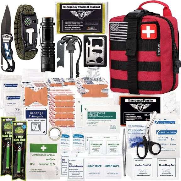 250-Piece Survival First Aid Kit and Medical Supplies