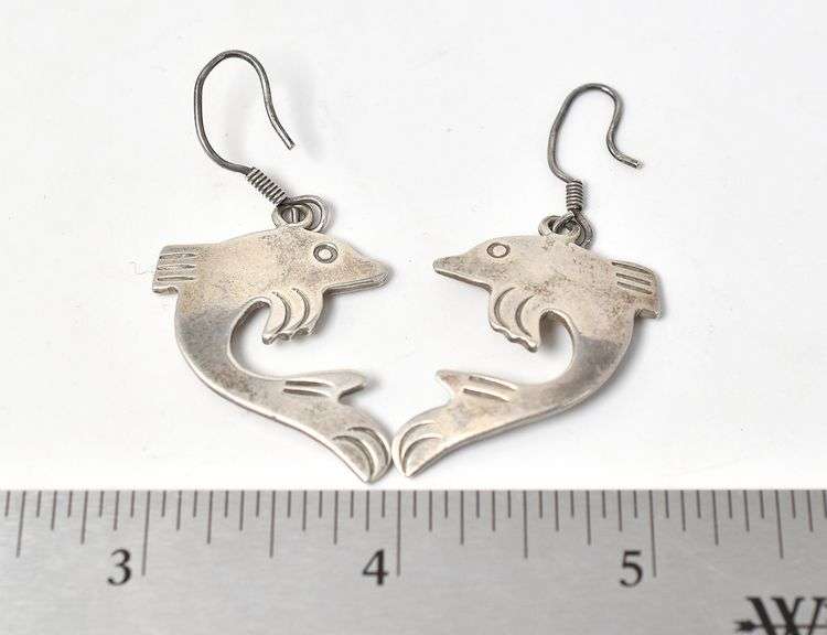 Fish Dangle Earrings in Sterling Silver