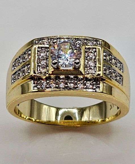Men's 14 Kt Gold Plate 3.85 Cttw Lab Simulated Diamond Ring