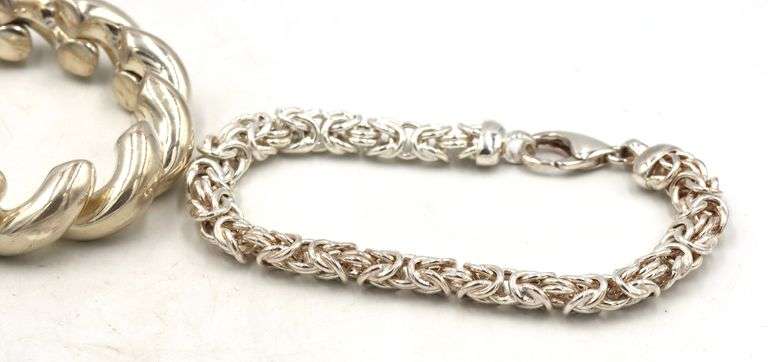 Group lot of 2 vintage 925 sterling silver bracelets