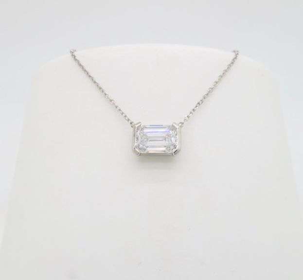Emerald Cut Diamond Solitaire Necklace
