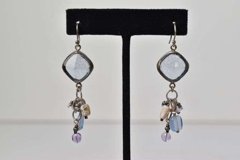 Beaded Dangle Earrings in Sterling Silver