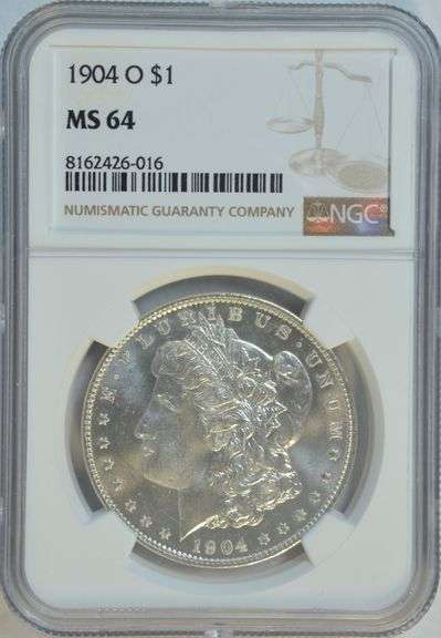 Prooflike surfaces on the near Gem BU 1904-O Morgan Silver Dollar