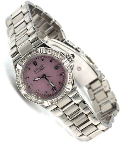 Citizen Eco drive pink dial quartz watch