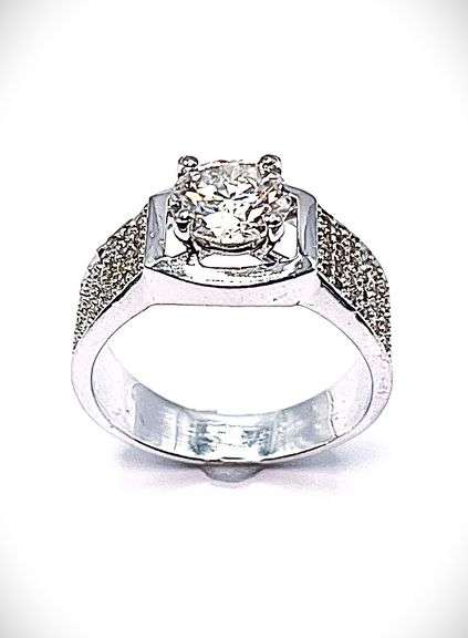 Men's 14 Kt White Gold Plated 2.65 Ct Vvs1 Lab Simulated Diamond Ring