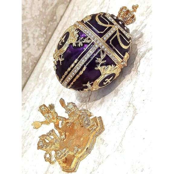 Fabergé-Style Egg with 24kt Gold and Bracelet