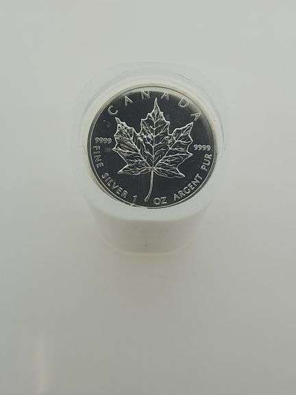 1989 & 2001 Imperfect Canadian Roll Of "25" 1 OZ. Silver $5 Canadian Maple Leaf's