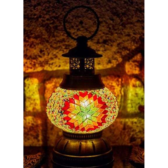 Handmade Mosaic Table Lamp with Bronze Base