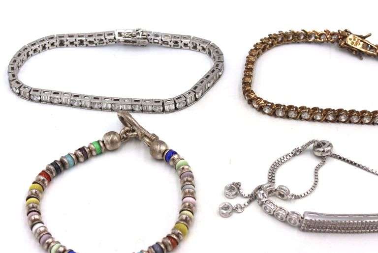 Group of 10 vintage 925 sterling silver bracelets