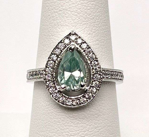 14 Kt White Gold Plated 2.15 Ct Lab Simulated Paraiba Diamond Ring