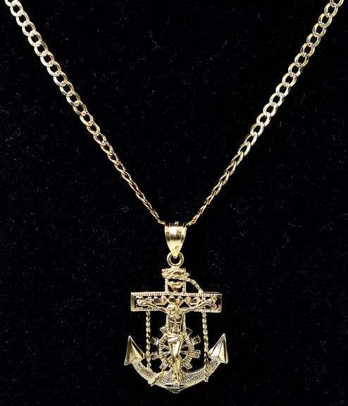 Honorable 10K Yellow Gold Mariners Cross Pendant Necklace
