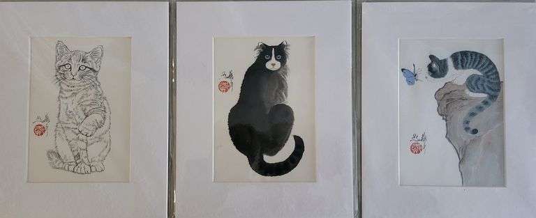Quantity of 3 Extremely Collectable Oriental Original Painting