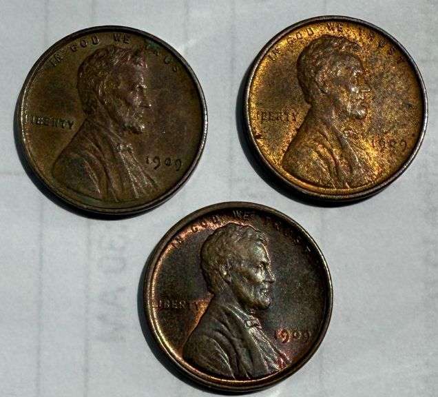 3 1909 VDB Uncirculated Lincolns