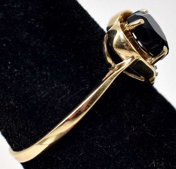 Loving 10K Yellow Gold Black Spinel and Diamond Ring