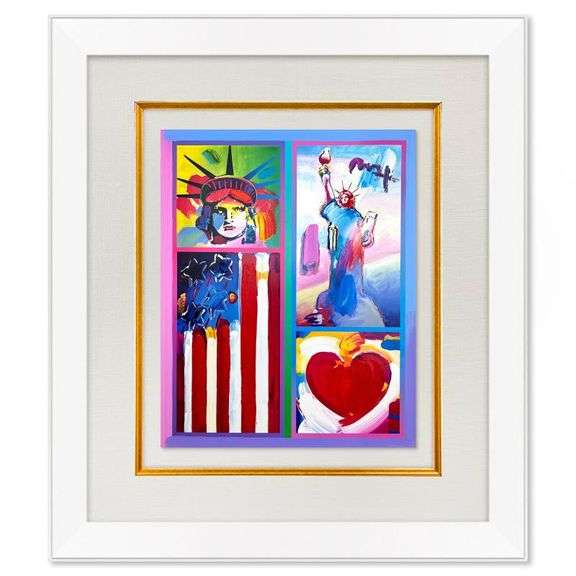 2 Liberties, Flag and Heart by Peter Max