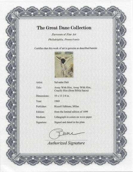 Highly Collectible and Rare Salvador Dali Original Lithograph from the 'Biblia Sacra' Suite