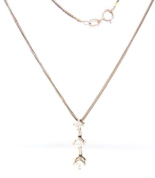 14K WG 3 Diamond Pendant on a Necklace