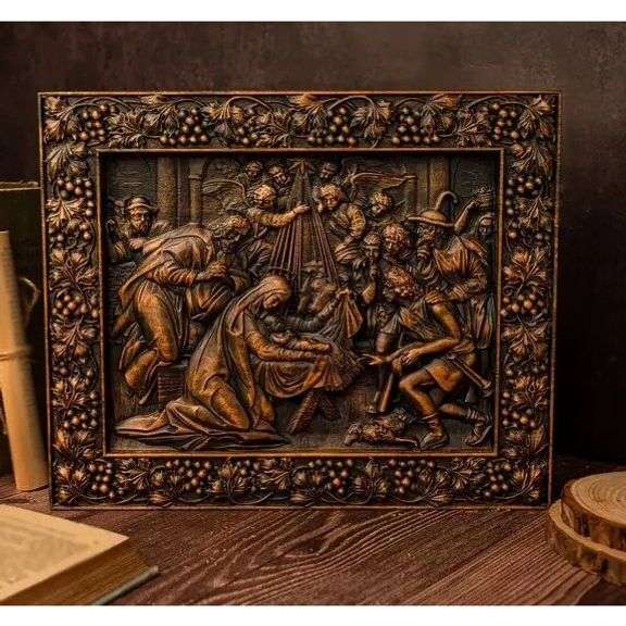 Hand-Carved Wood Nativity Scene