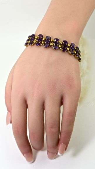 Exciting 18K Yellow Gold Amethyst Bracelet