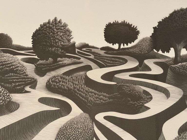 Abstract Japanese LE Print Artist Signed