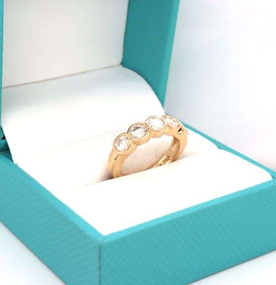 14kt Yellow gold bezel set Moissanite band