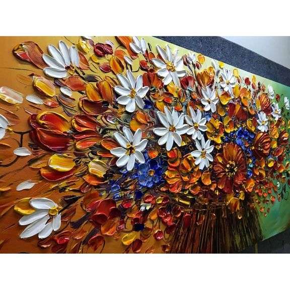 Oil on Canvas Flower Artwork