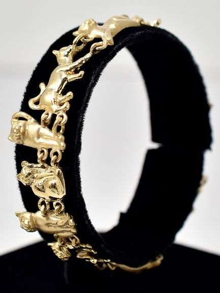 Purfect 14K Yellow Gold Cat Motif Bracelet