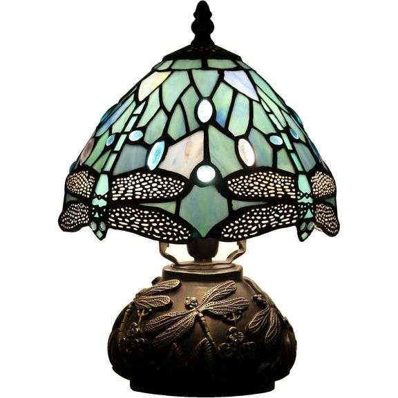 Stained Glass Tiffany-Style Dragonfly Table Lamp