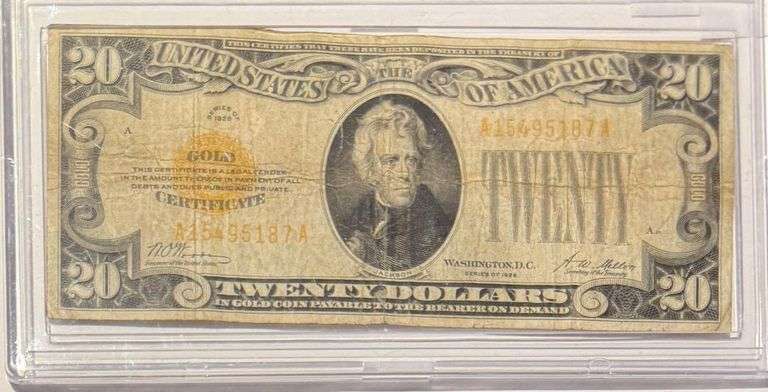 Series 1928 Only Small Size $20 Gold Certificate