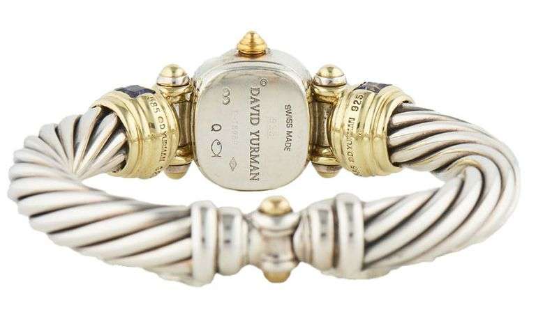David Yurman Mother of Pearl and Iolite Cable Bangle Watch