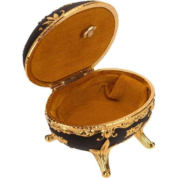 Black and Gold Musical Trinket Jewelry Box
