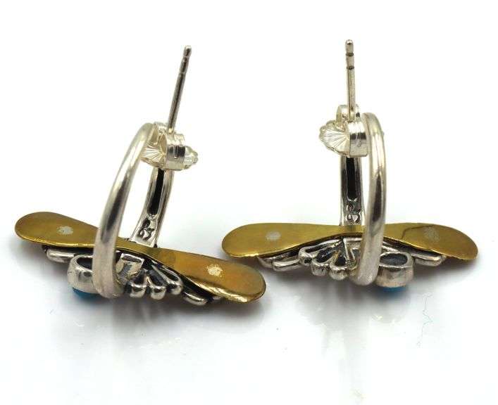 Carolyn Pollack sterling silver brass gemstone earrings