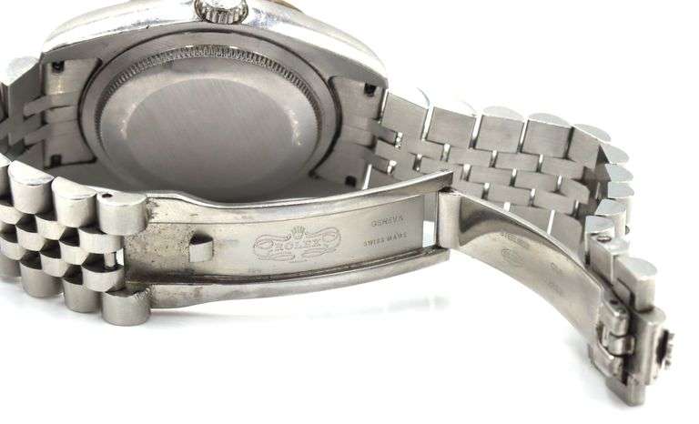 Rolex Oyster Perpetual date just stainless steel watch with after market diamond bezel