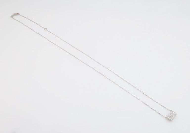 Emerald Cut Diamond Solitaire Necklace