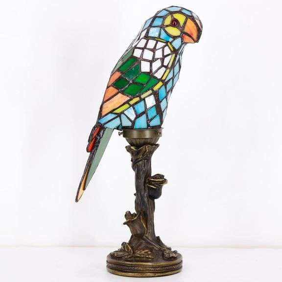 Small Stained Glass Parrot Table Lamp