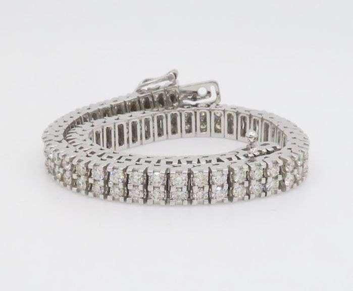 Double Row 6.20CTW Diamond Bracelet in 14k White Gold