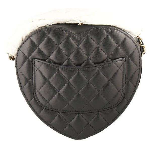 Chanel Black Lambskin Quilted CC In Love Heart Bag