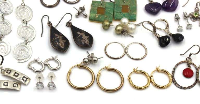 Group lot of vintage 925 sterling silver stud and dangle earrings