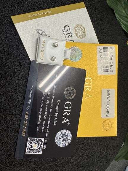 14k Yellow Gold Round 4mm Moissanite Stud Screw Back Earrings