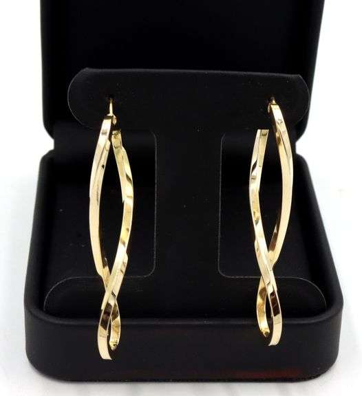 14kt Yellow gold twisted hoop earrings