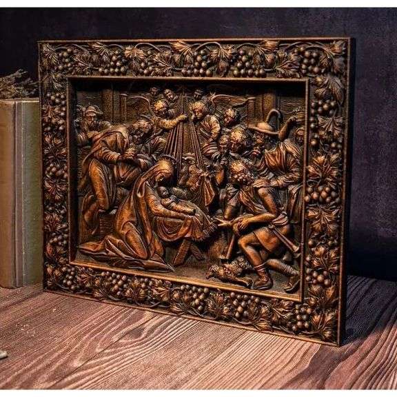 Hand-Carved Wood Nativity Scene