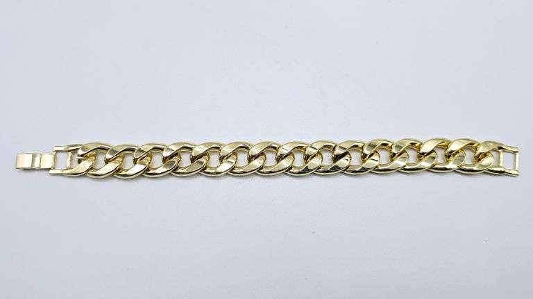 Strong 64.9 Gram 14 Kt Gold Plate Curb Link Bracelet