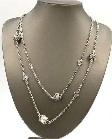 925 Sterling silver pearl ball yard necklace