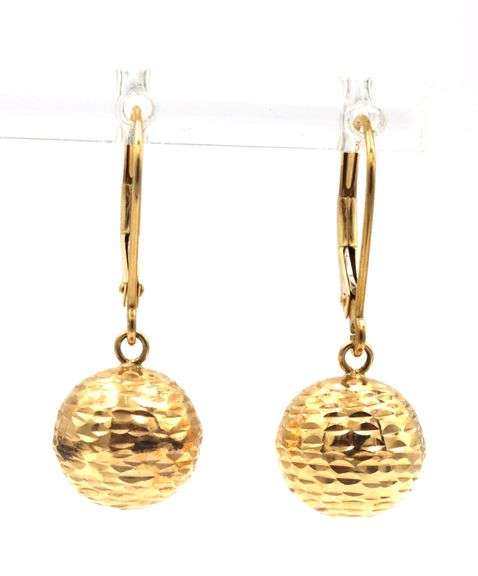 14kt Yellow gold ball dangle earrings