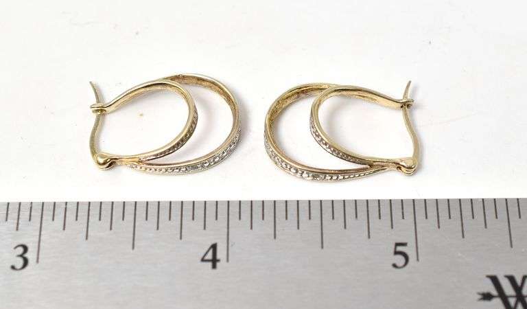 Diamond Hoop Earrings in Vermeil Sterling Silver