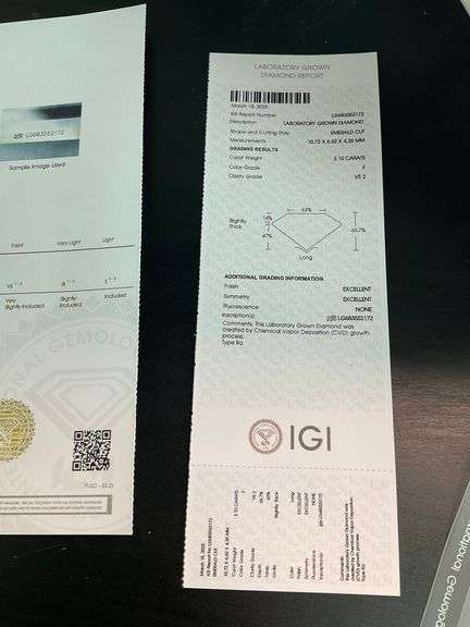 I.G.I CERTIFIED 3.10 CARAT EMERALD CUT LAB GROWN DIAMOND